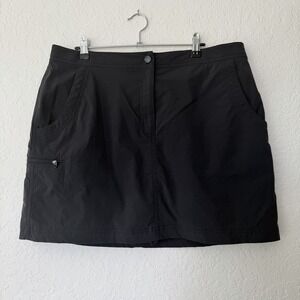 LL Bean Skort Athletic Skirt Sz 12 Black Cargo Pockets Hiking Camping Travel